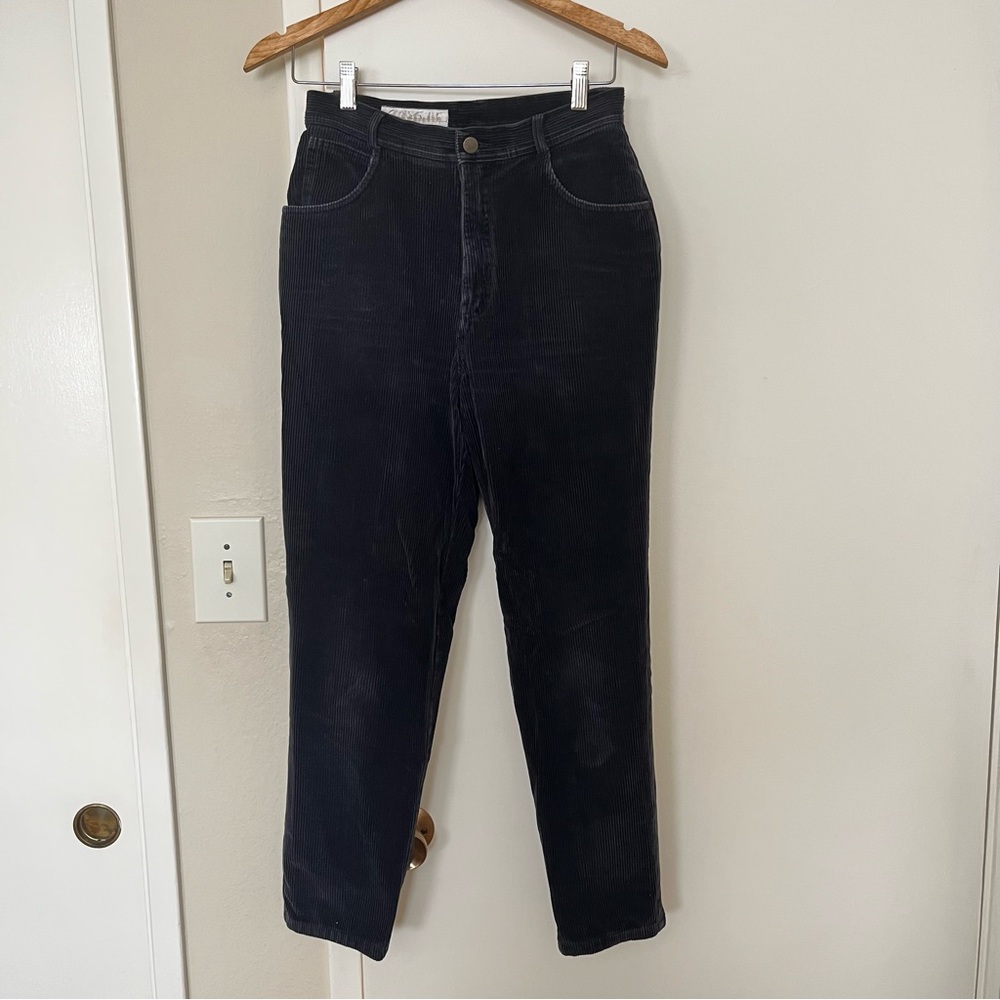 Vintage High Waisted Corduroy Blackish Purple Pants